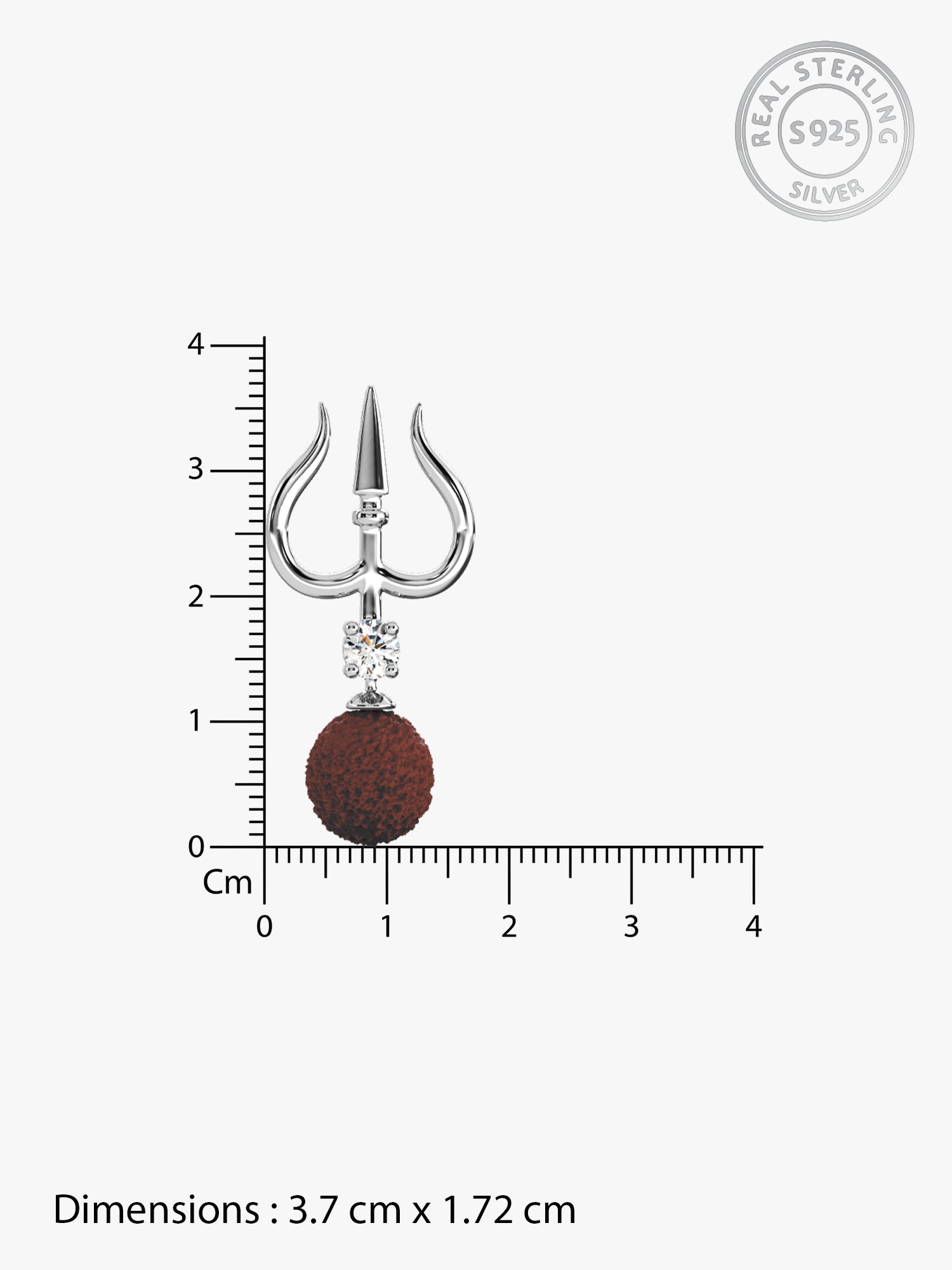 Silver Trishul And Rudraksha Pendant With Box Chain for Him