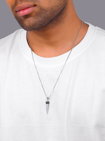Aditya Roy Kapur Silver Spike Pendant With Link Chain For Him