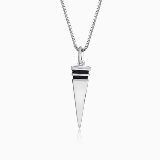 Silver Spike Pendant With Link Chain For Him