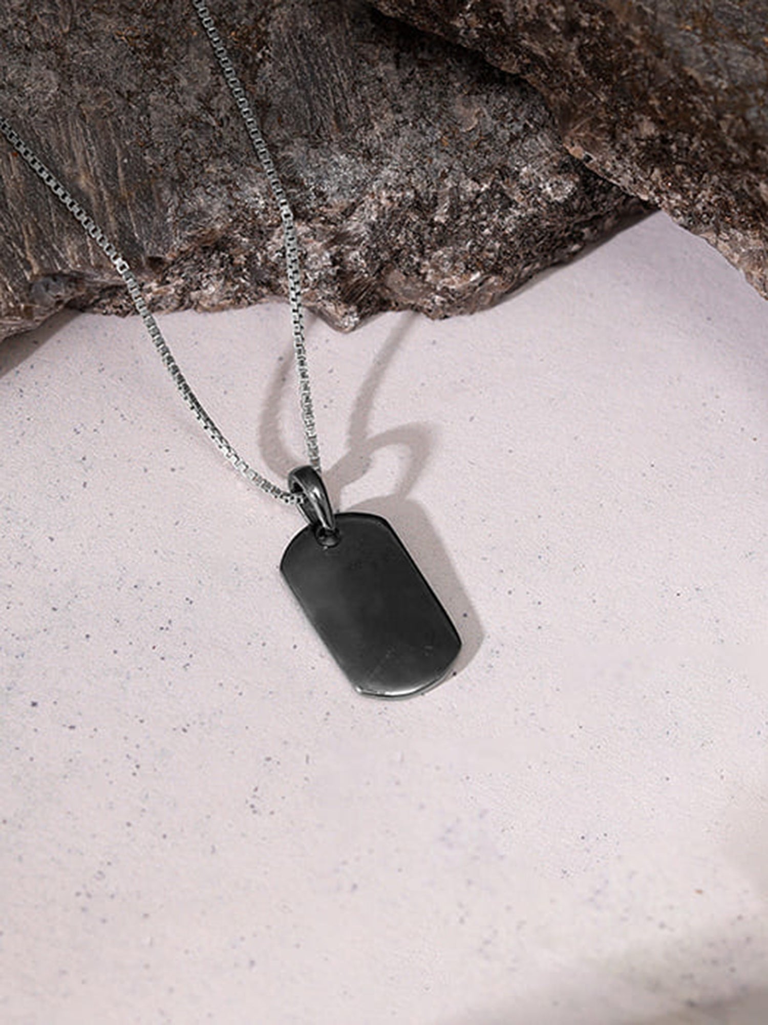 Black Rhodium Aegis Amulet Pendant with Box Chain For Him