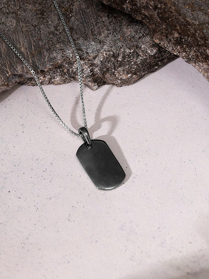 Black Rhodium Aegis Amulet Pendant with Box Chain For Him