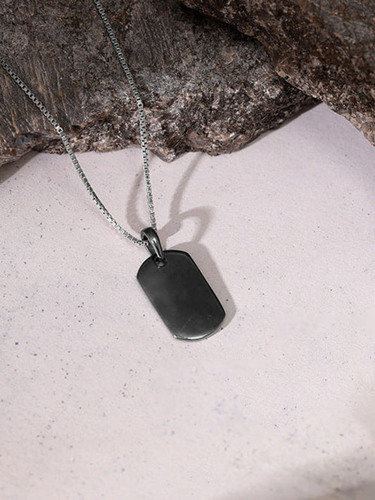 Black Rhodium Aegis Amulet Pendant with Box Chain For Him