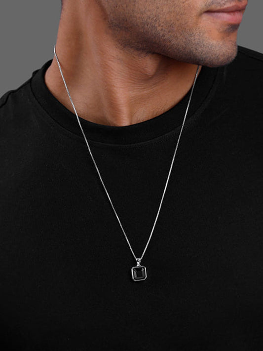 Silver Warrior’s Crest Pendant with Box Chain For Him
