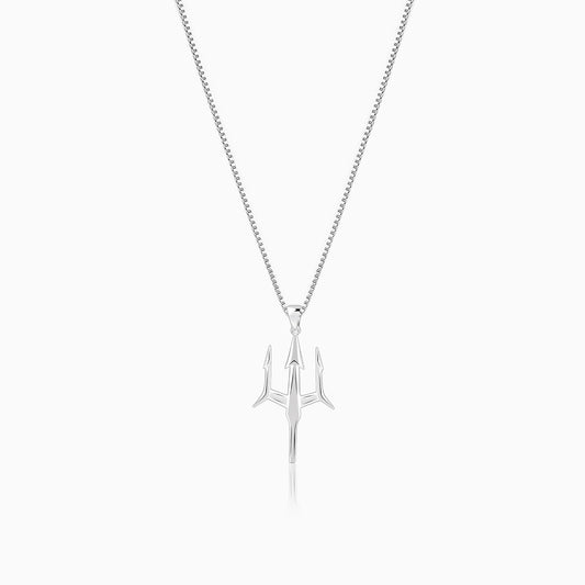 Silver Classy Trishul Pendant With Box Chain For Him