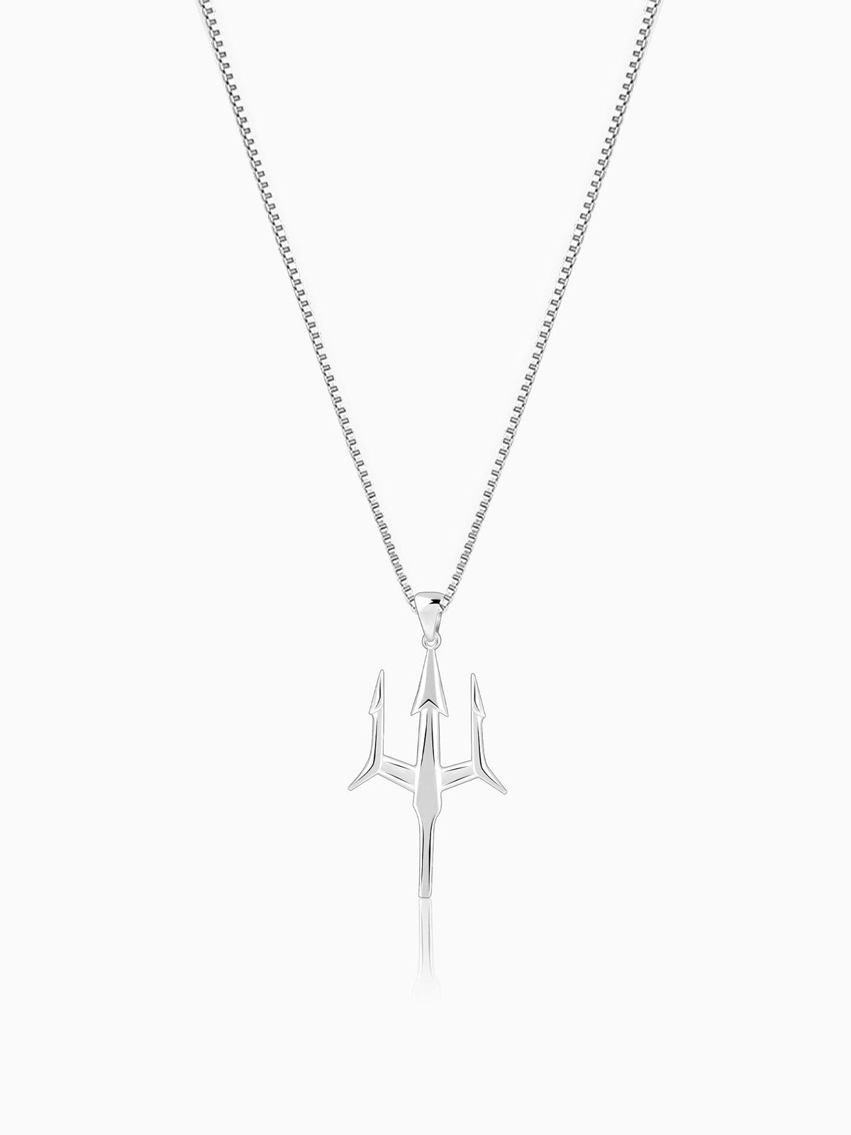 Silver Classy Trishul Pendant With Box Chain For Him