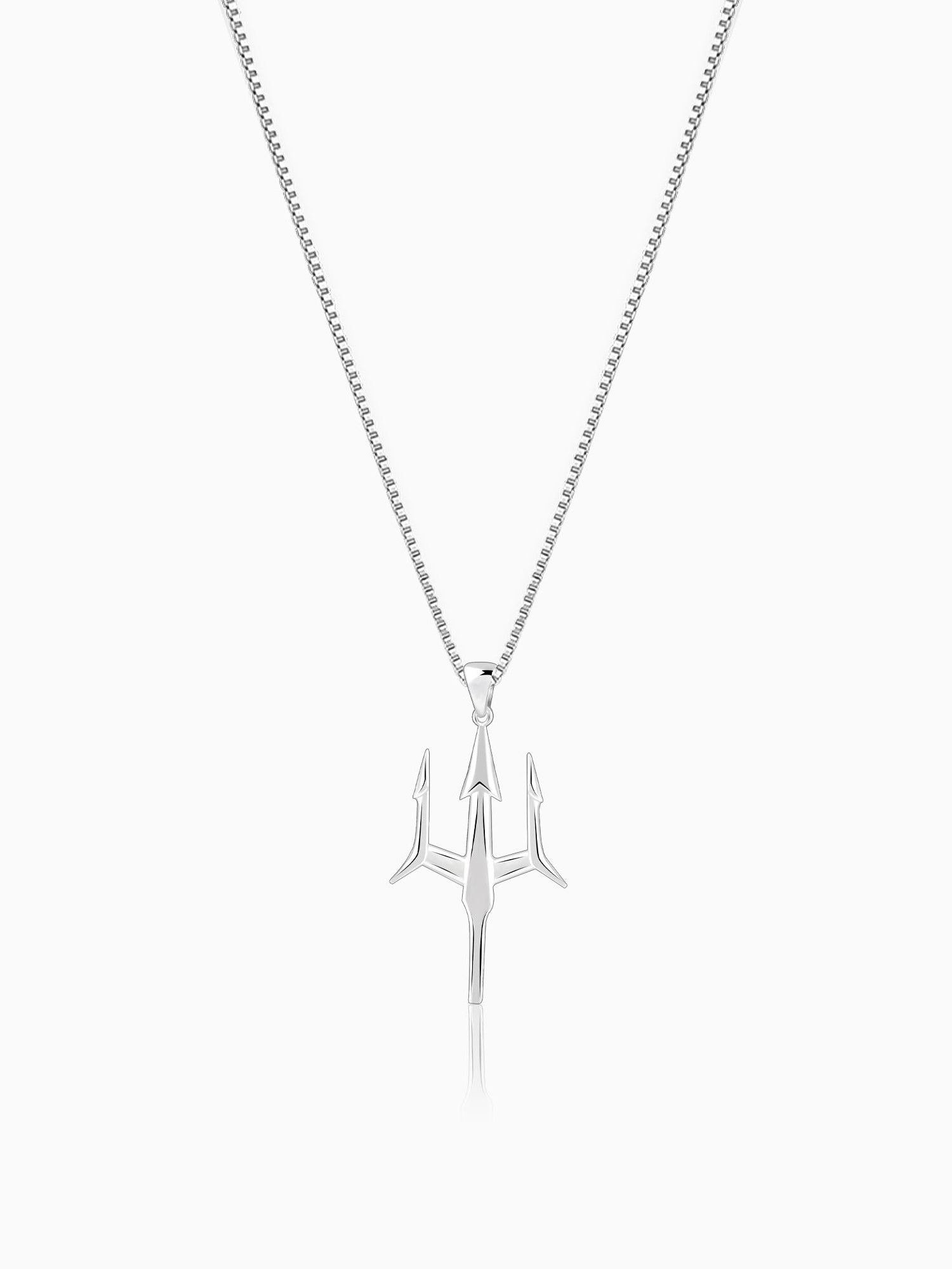 Silver Classy Trishul Pendant With Box Chain For Him