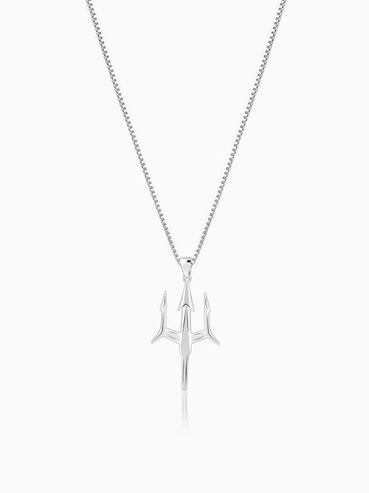 Silver Classy Trishul Pendant With Box Chain For Him