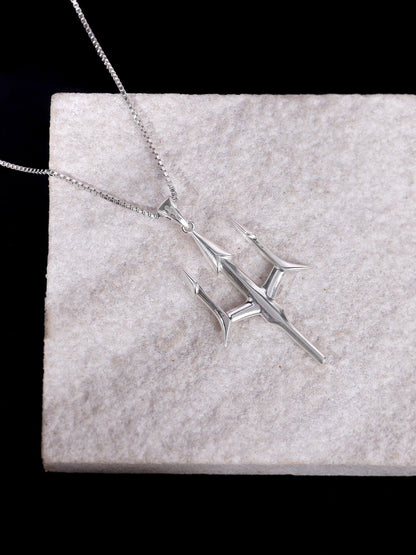 Silver Classy Trishul Pendant With Box Chain For Him