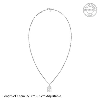 Silver Mahadev Tripund & Trishul Pendant With Box Chain For Him