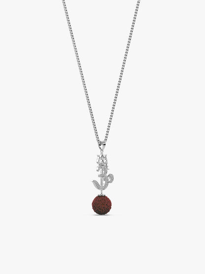 Silver Om Trishul Rudraksha Pendant With Box Chain For Him