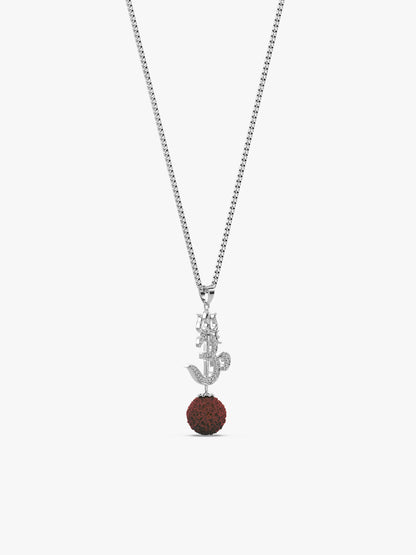 Silver Om Trishul Rudraksha Pendant With Box Chain For Him