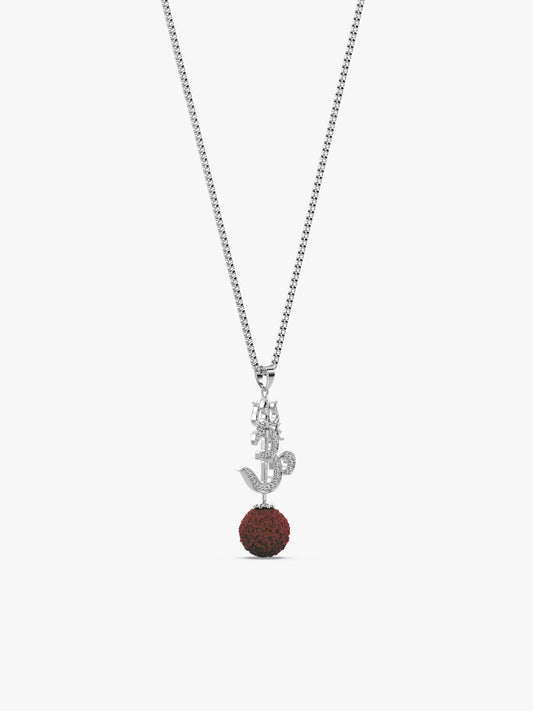 Silver Om Trishul Rudraksha Pendant With Box Chain For Him