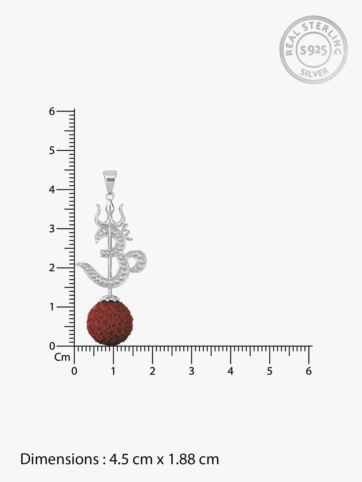 Silver Om Trishul Rudraksha Pendant With Box Chain For Him