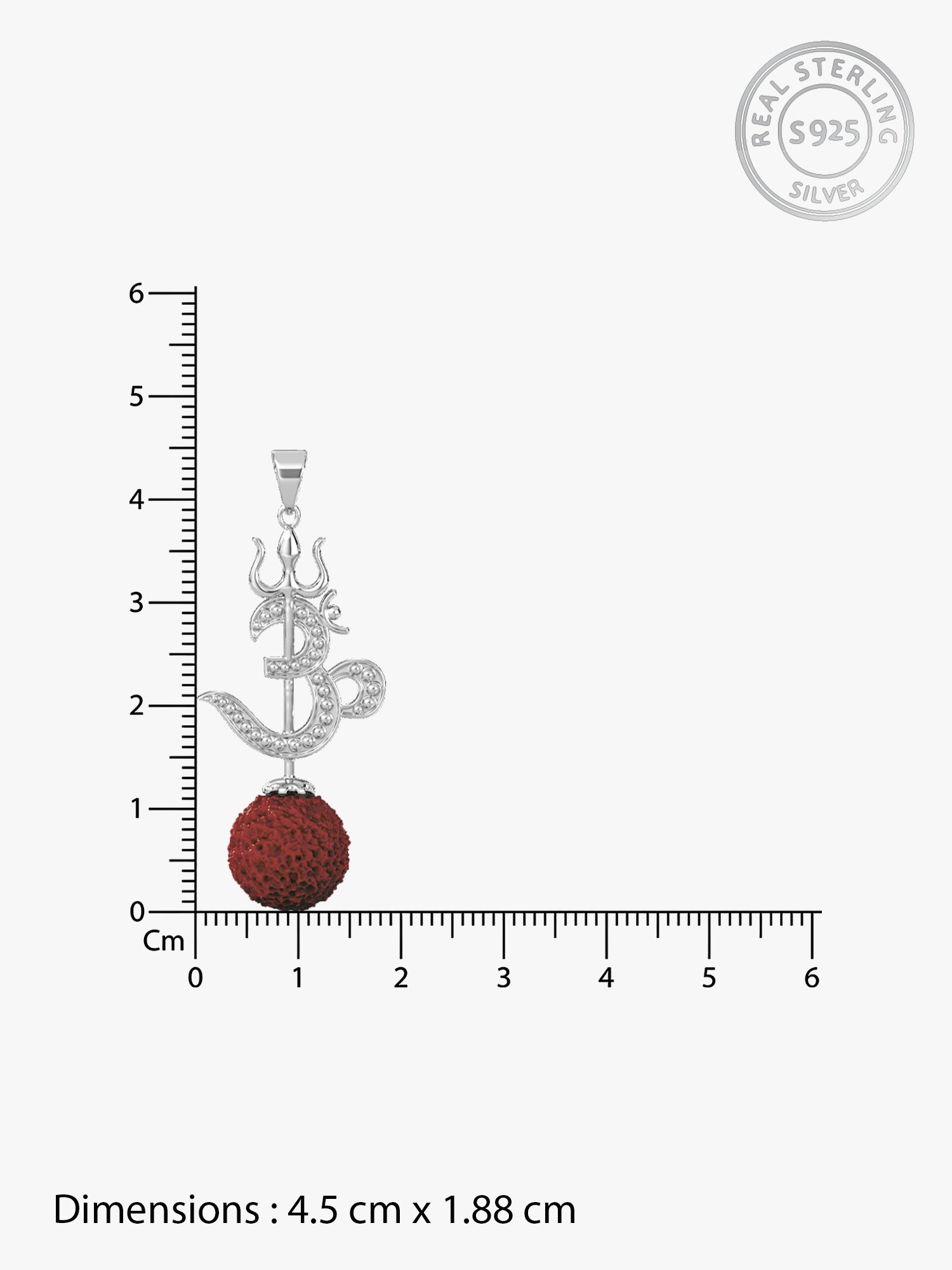 Silver Om Trishul Rudraksha Pendant With Box Chain For Him