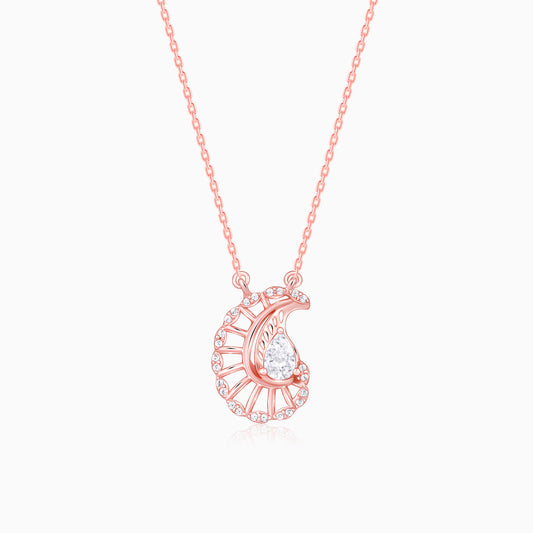 Rose Gold Classy Paisley Pendant With Link Chain
