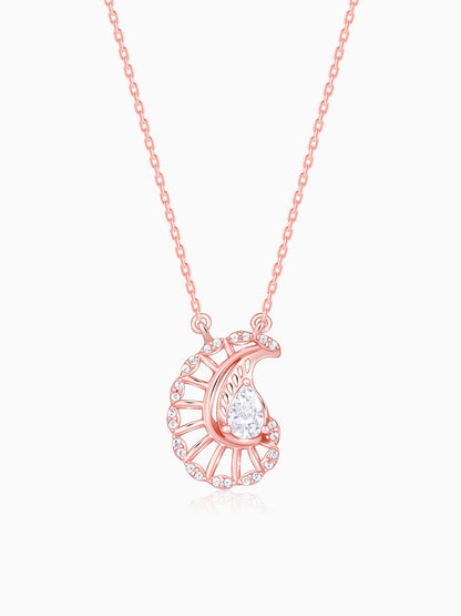 Rose Gold Classy Paisley Pendant With Link Chain