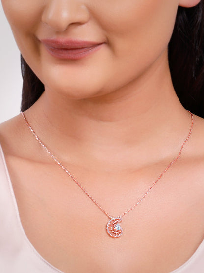 Rose Gold Classy Paisley Pendant With Link Chain
