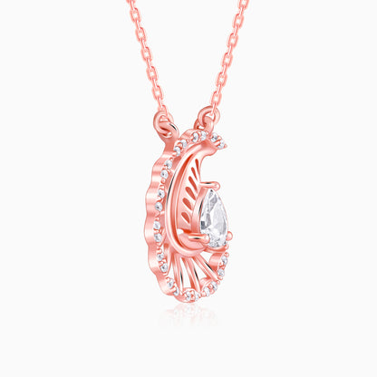 Rose Gold Classy Paisley Pendant With Link Chain