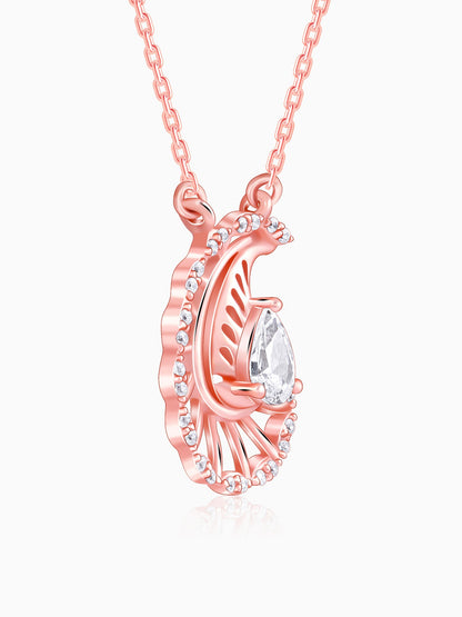 Rose Gold Classy Paisley Pendant With Link Chain