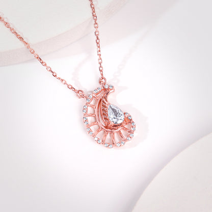 Rose Gold Classy Paisley Pendant With Link Chain