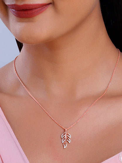 Rose Gold Komal Pankh Pendant With Link Chain