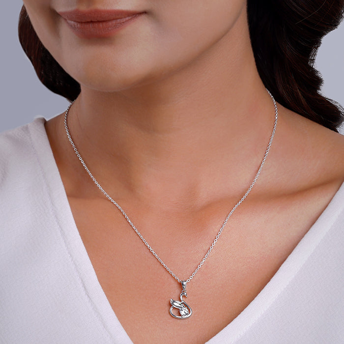 Silver Zircon Swan Pendant with Link Chain – GIVA
