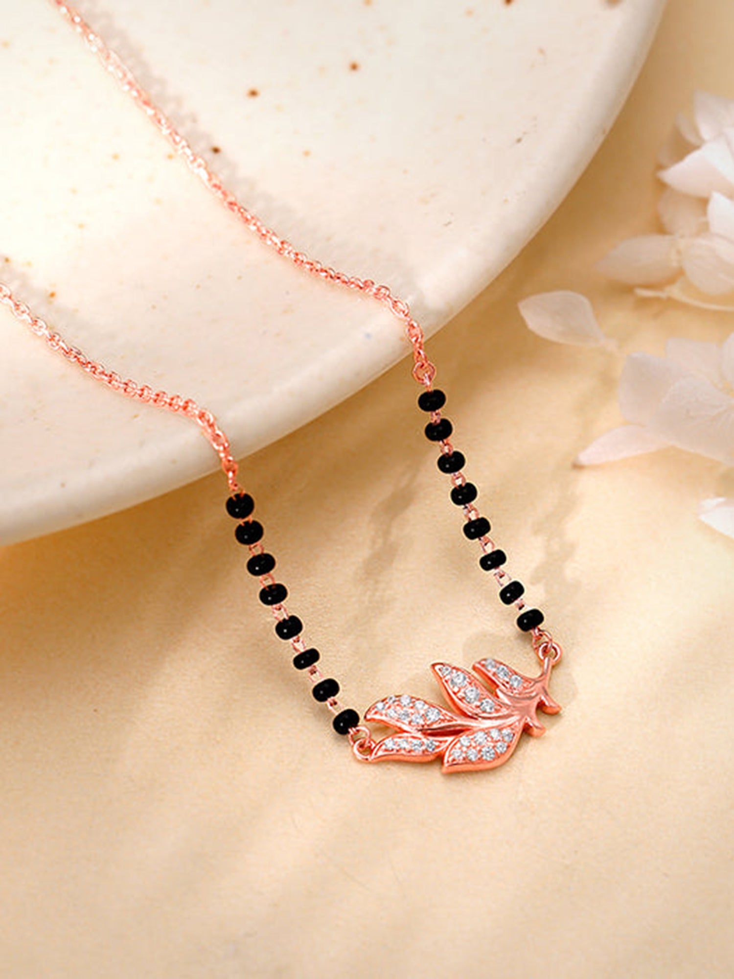 Rose Gold Peacock Feather Mangalsutra