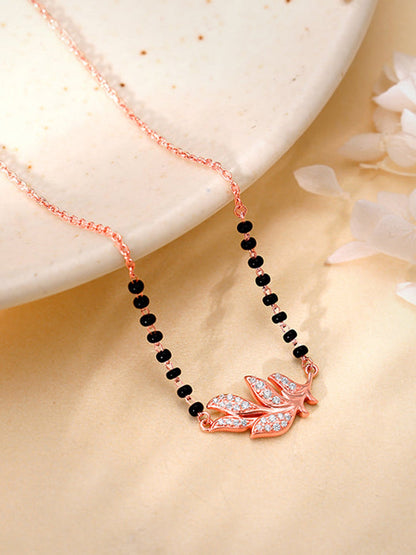 Rose Gold Peacock Feather Mangalsutra