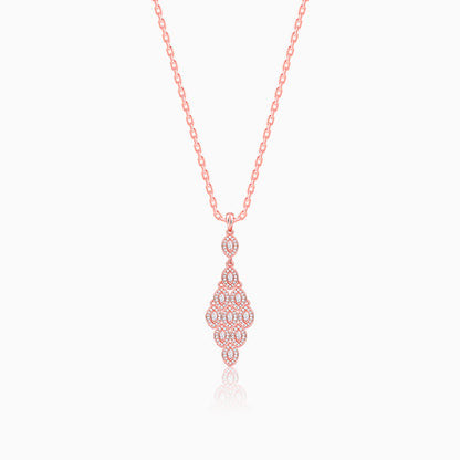 Rose Gold Peafowl Feather Pendant With Link Chain