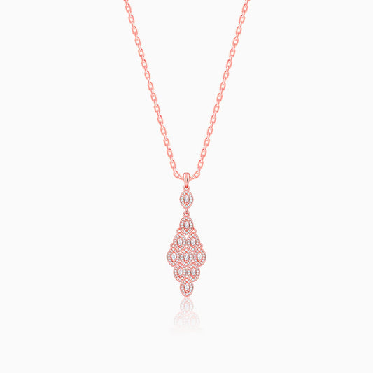 Rose Gold Peafowl Feather Pendant With Link Chain
