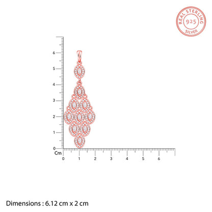 Rose Gold Peafowl Feather Pendant With Link Chain