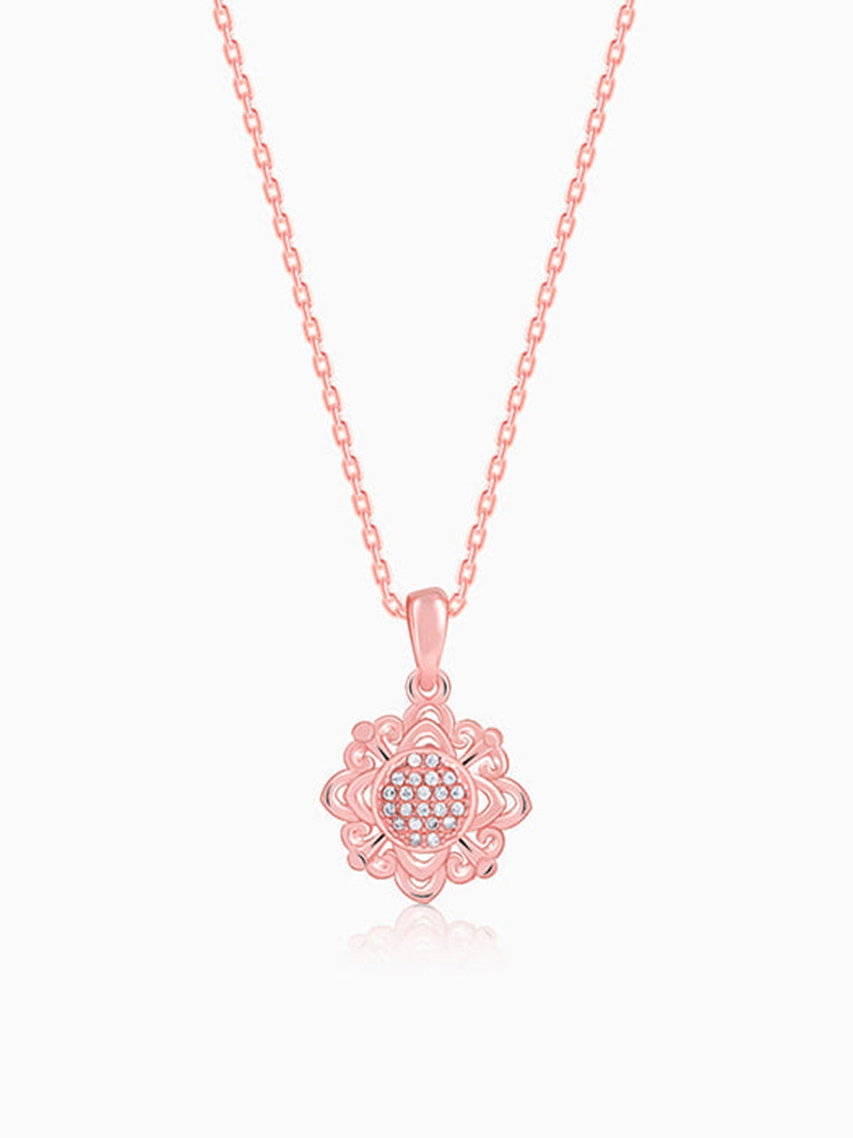 Rose Gold Bloomie Pendant With Link Chain