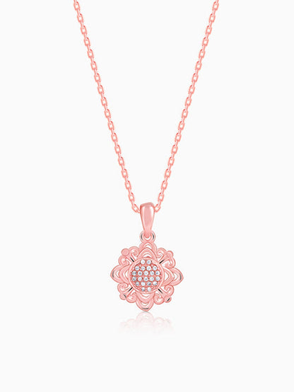 Rose Gold Bloomie Pendant With Link Chain