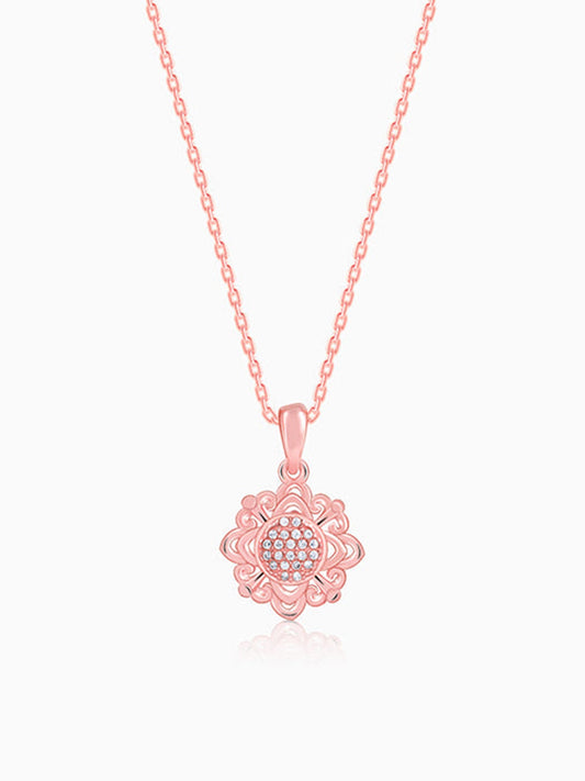 Rose Gold Bloomie Pendant With Link Chain