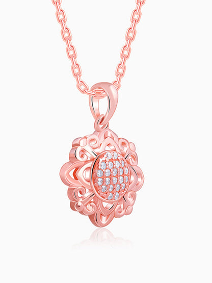 Rose Gold Bloomie Pendant With Link Chain