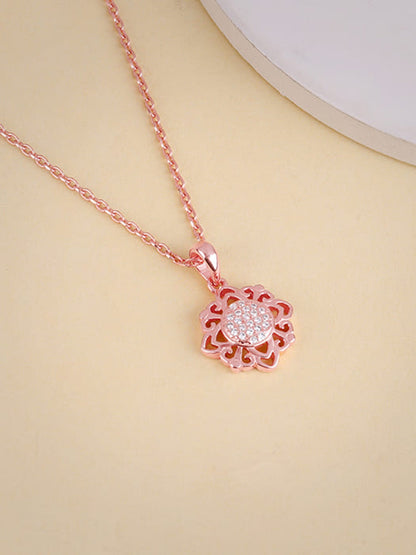 Rose Gold Bloomie Pendant With Link Chain