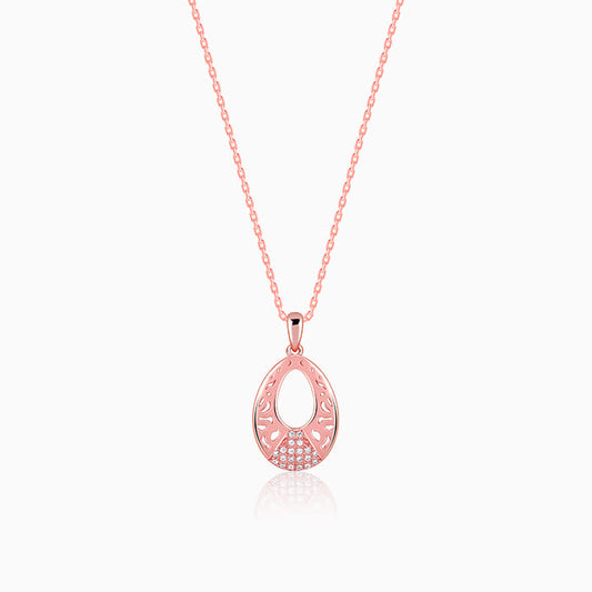 Rose Gold Wonderful Drop Pendant With Link Chain