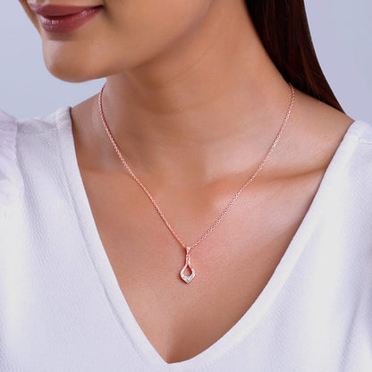 Rose Gold Stylish Drop Pendants With Link Chain