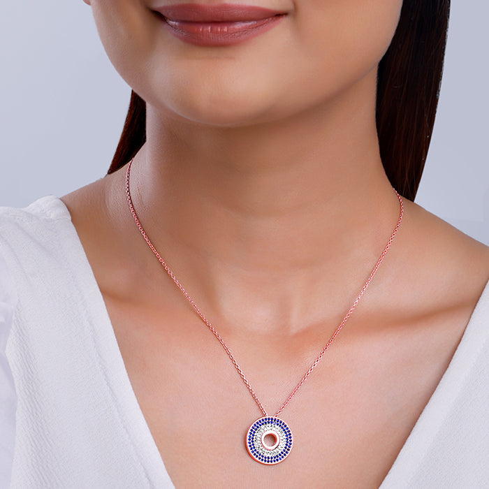 Rose Gold Glittering Joy Pendant With Link Chain - view 3