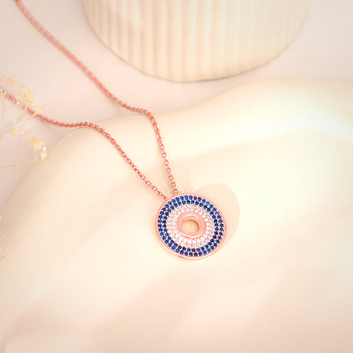 Rose Gold Glittering Joy Pendant With Link Chain - view 2