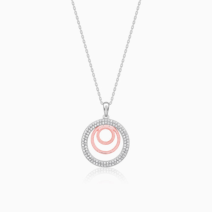 Dual Tone Luna Halo Pendant With Link Chain - Image 1