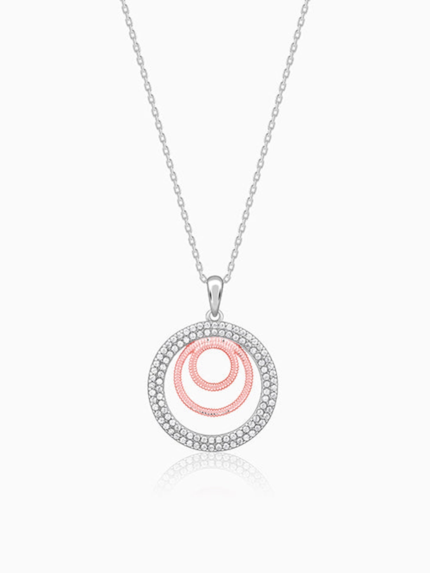 Dual Tone Luna Halo Pendant With Link Chain
