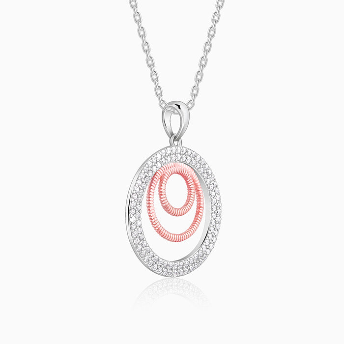Dual Tone Luna Halo Pendant With Link Chain - view 4