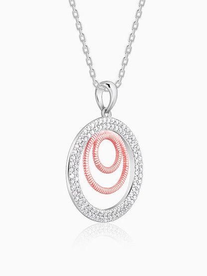 Dual Tone Luna Halo Pendant With Link Chain