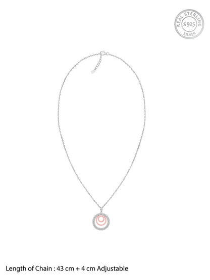 Dual Tone Luna Halo Pendant With Link Chain