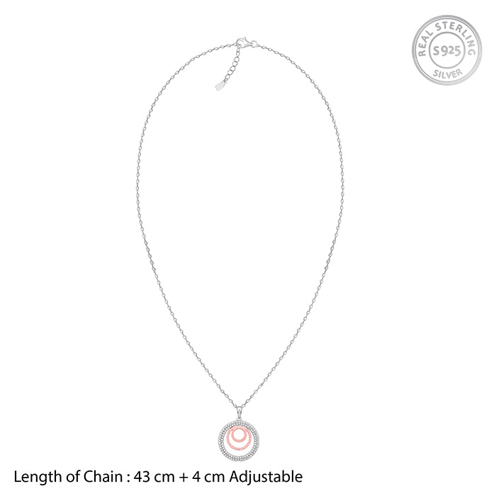 Dual Tone Luna Halo Pendant With Link Chain - view 6