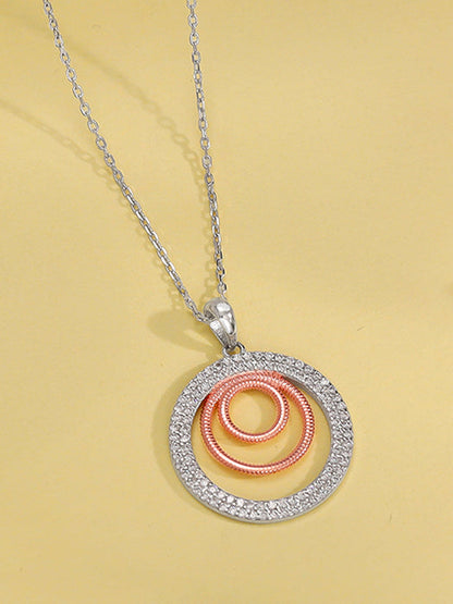 Dual Tone Luna Halo Pendant With Link Chain