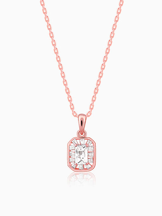 Rose Gold Joyful Square Pendant With Link Chain