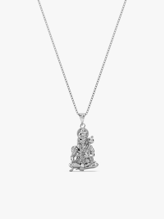Silver Bajrangbali Pendant With Box Chain For Him