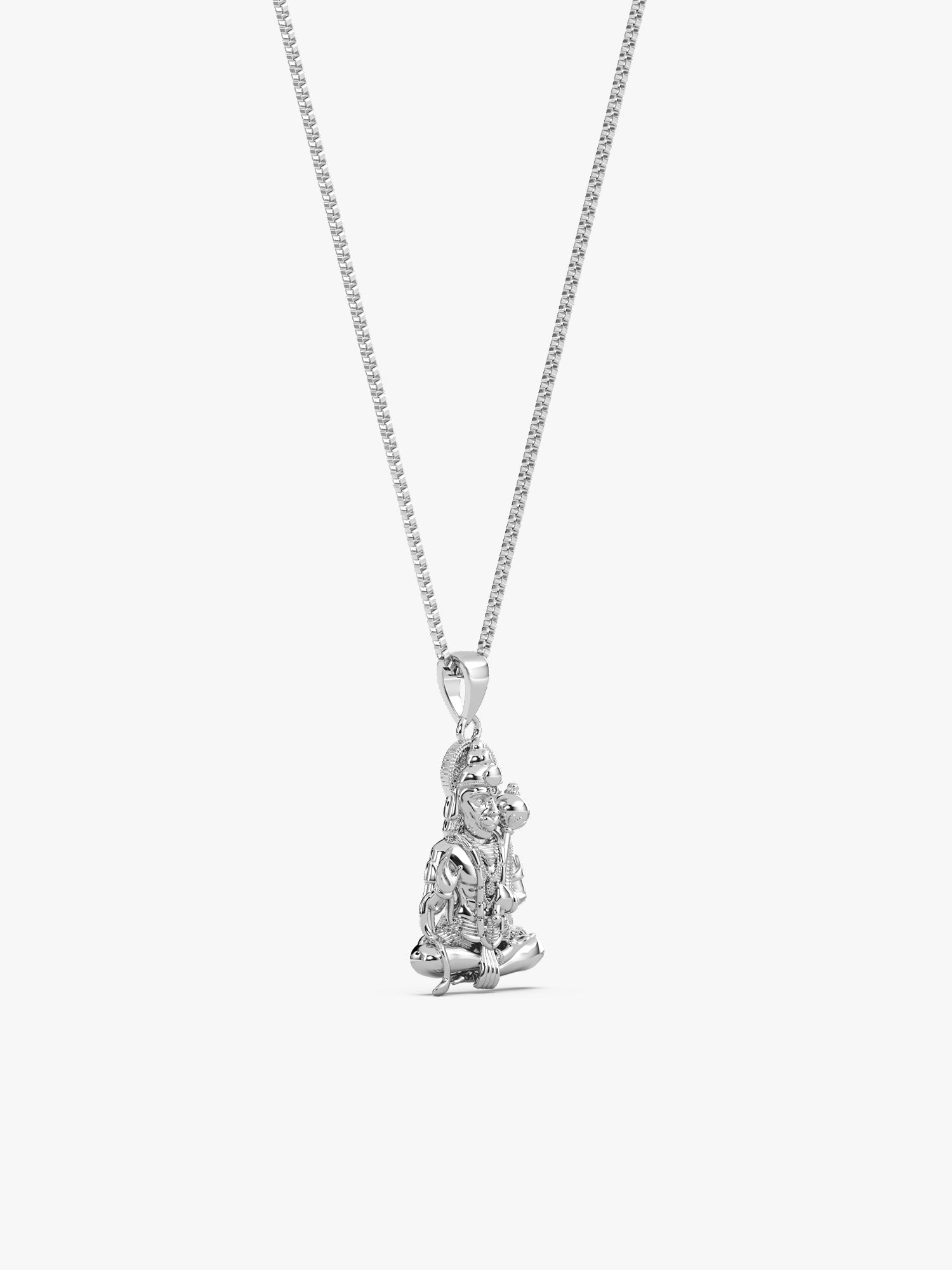 Silver Bajrangbali Pendant With Box Chain For Him